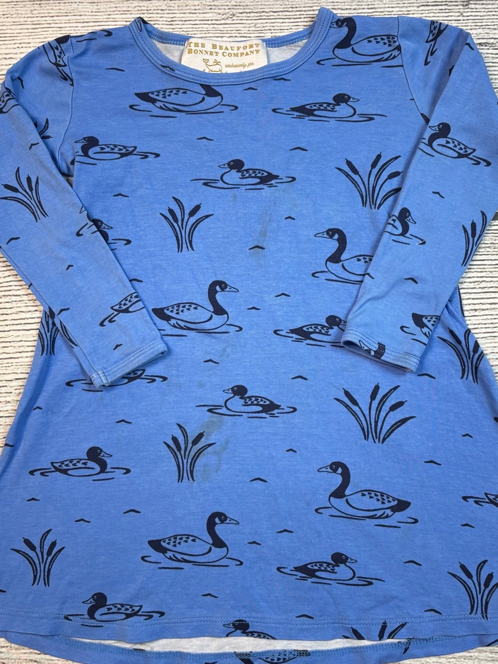 The Beaufort Bonnet Company Blue Dress with Navy Duck Print
